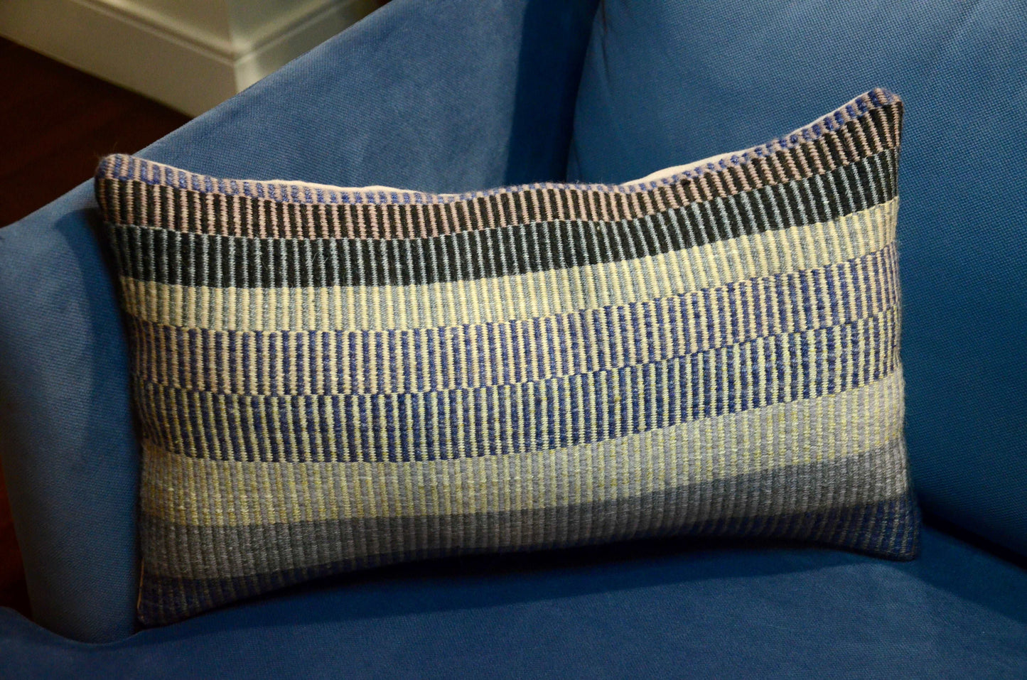 Blue & Grey Handwoven Throw Pillow Covers with cool tones Edit