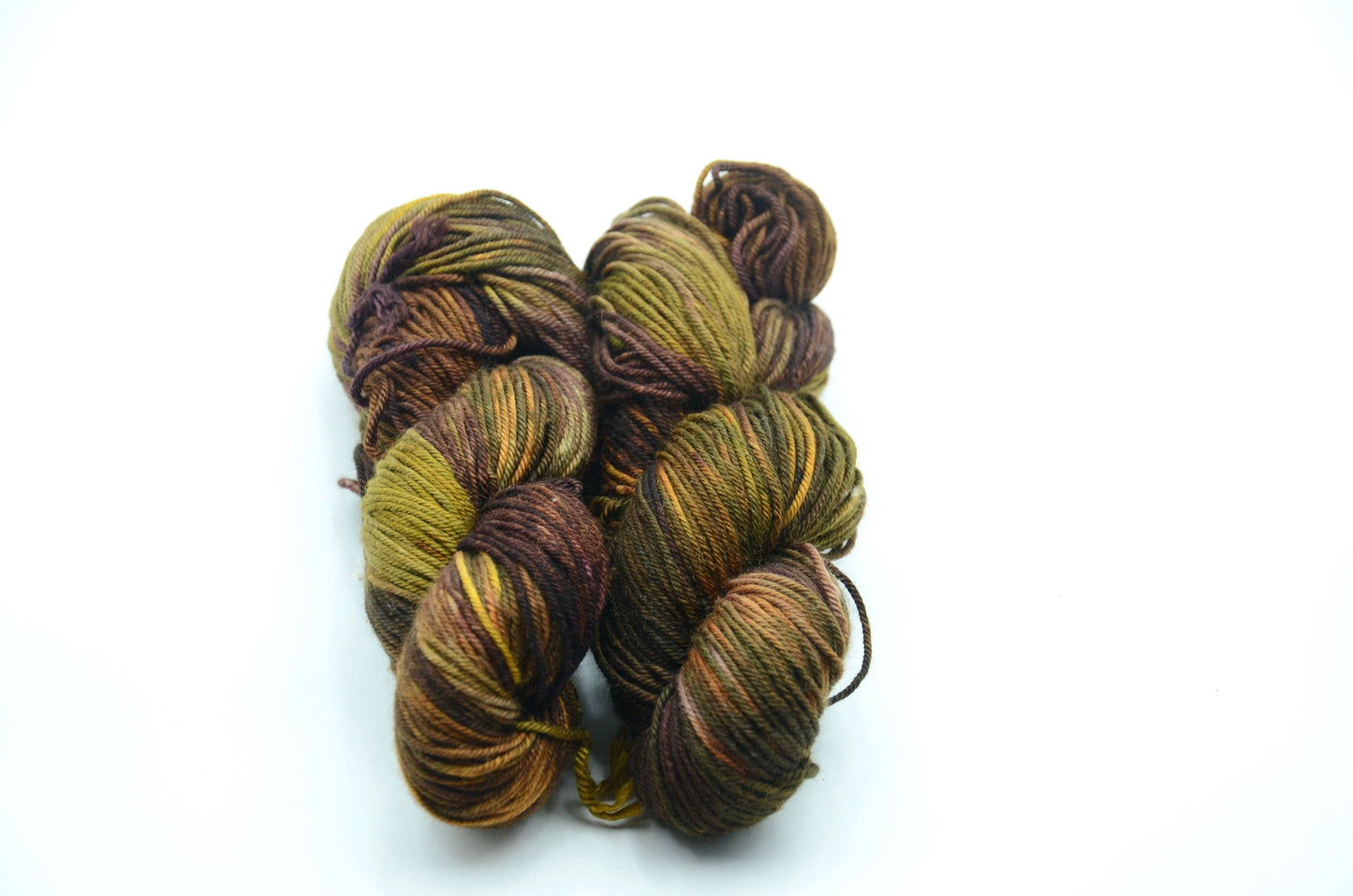 Hand-Dyed & Hand Painted Yarn with dark tones and notes of green